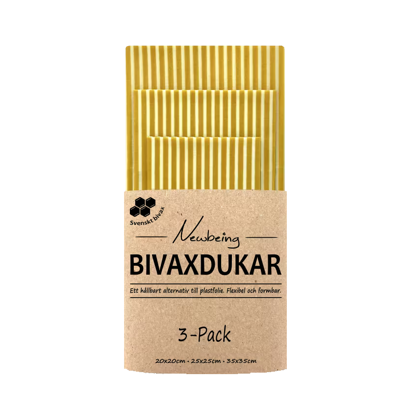 Gulrandig bivaxduk från Newbeing, svensktillverkad med svenskt bivax